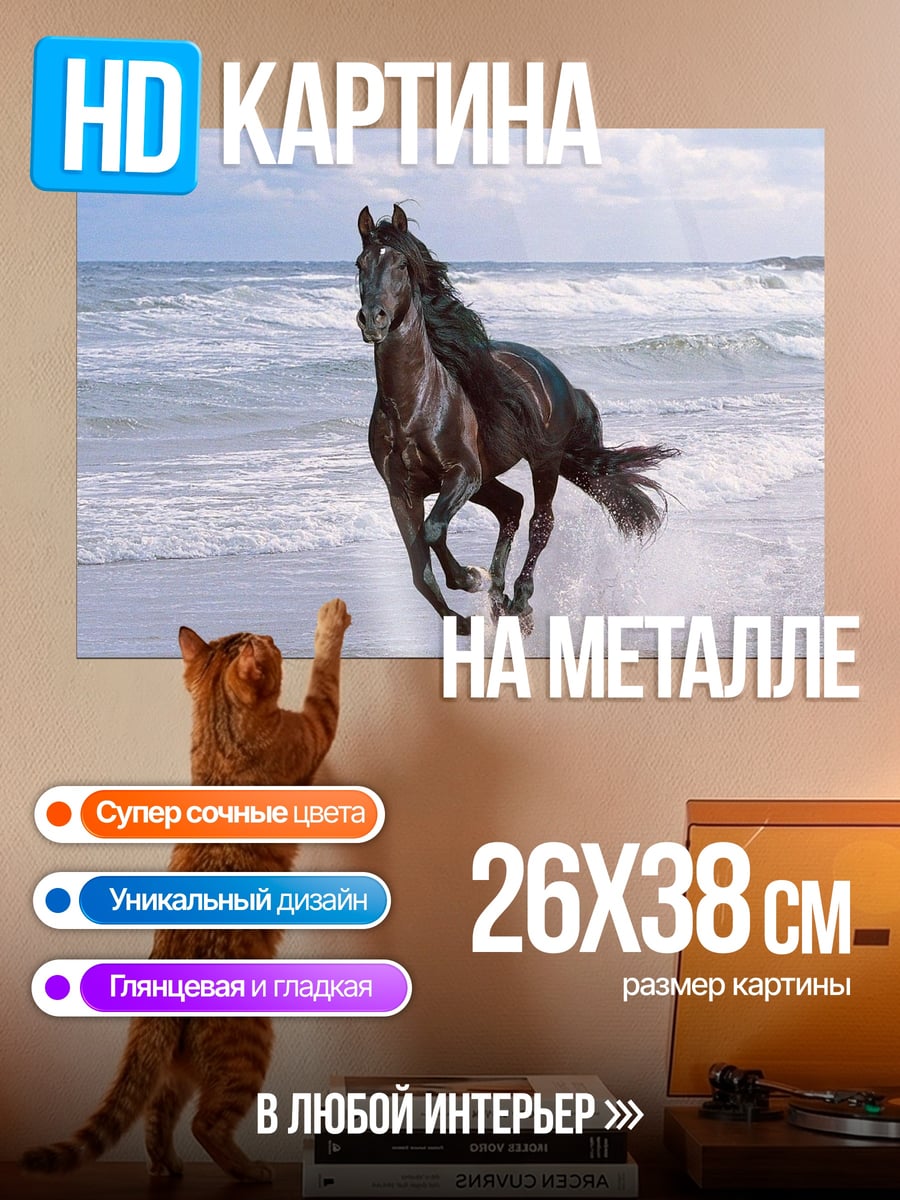Картина на металле Конь на берегу