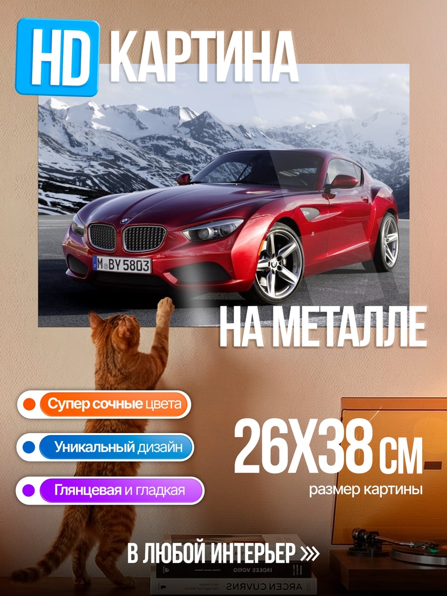 Картина на металле Красный спорткар