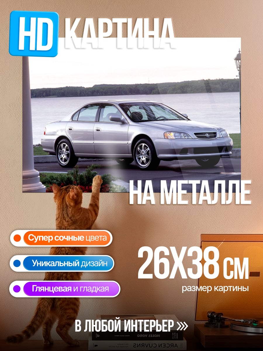 Картина на металле серебристый седан