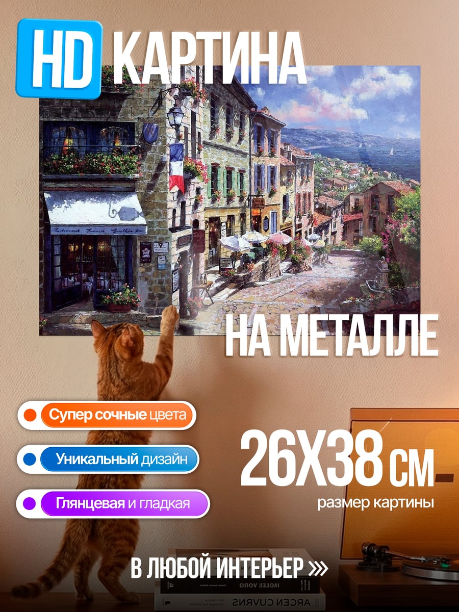 Картина на металле Французская улица
