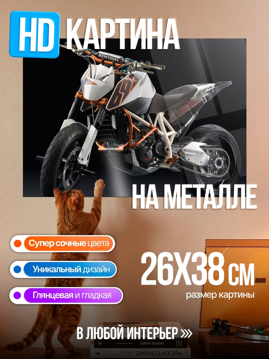 Картина на металле Спортивный мотоцикл