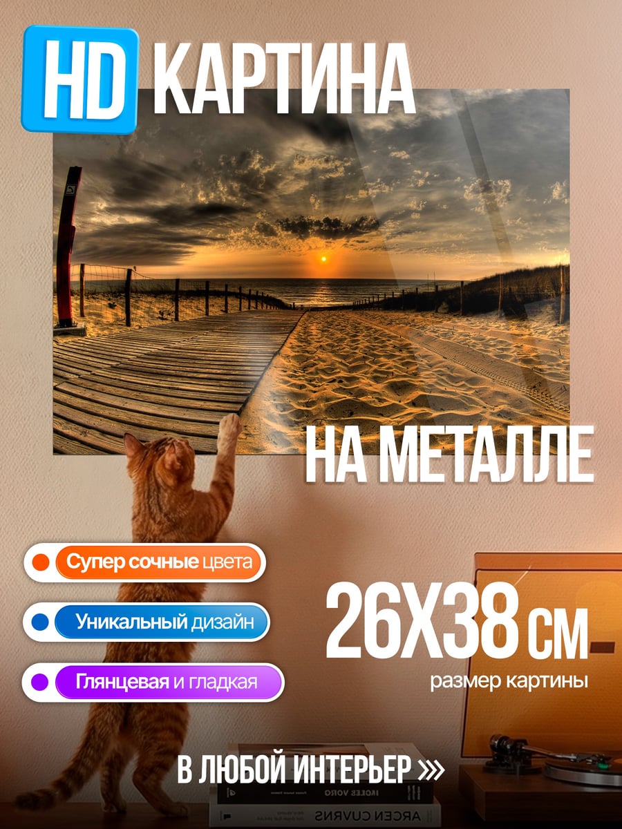 Картина на металле Путь к закату
