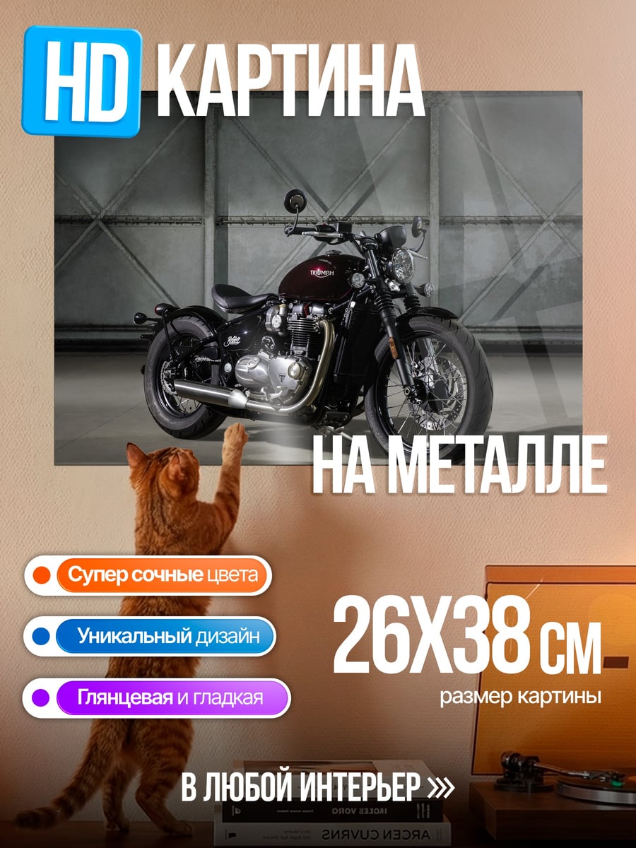 Картина на металле Классический мотоцикл боббер