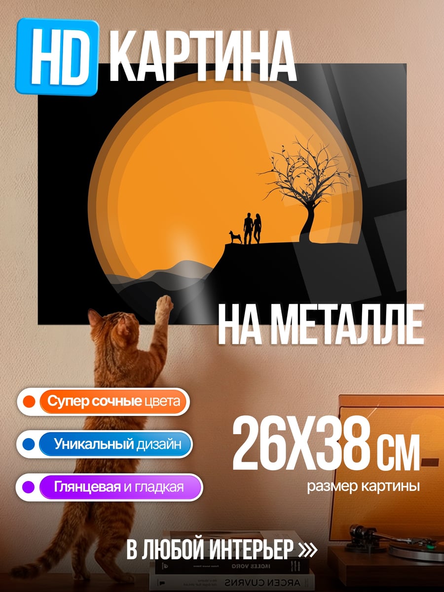 Картина на металле Пара на закате