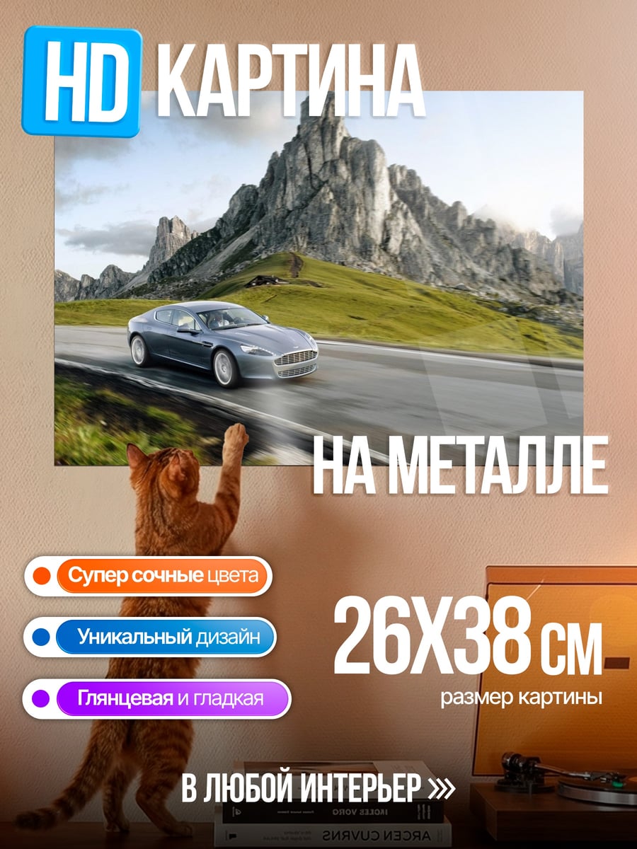Картина на металле Спортивный автомобиль в горах