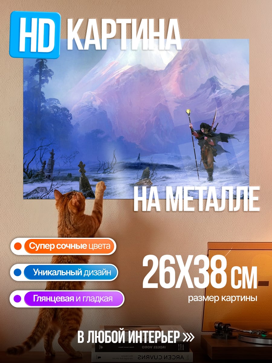 Картина на металле Маг в снежной долине