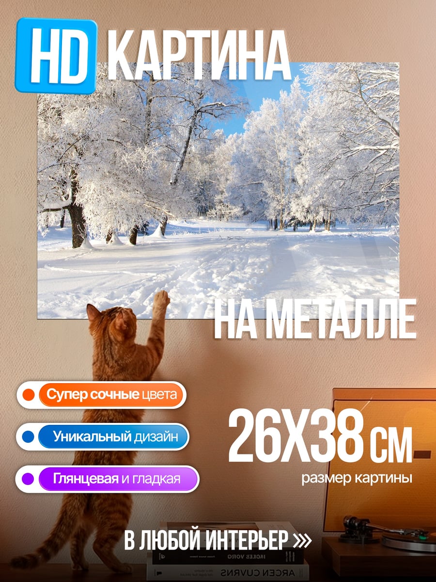 Картина на металле Зимний парк