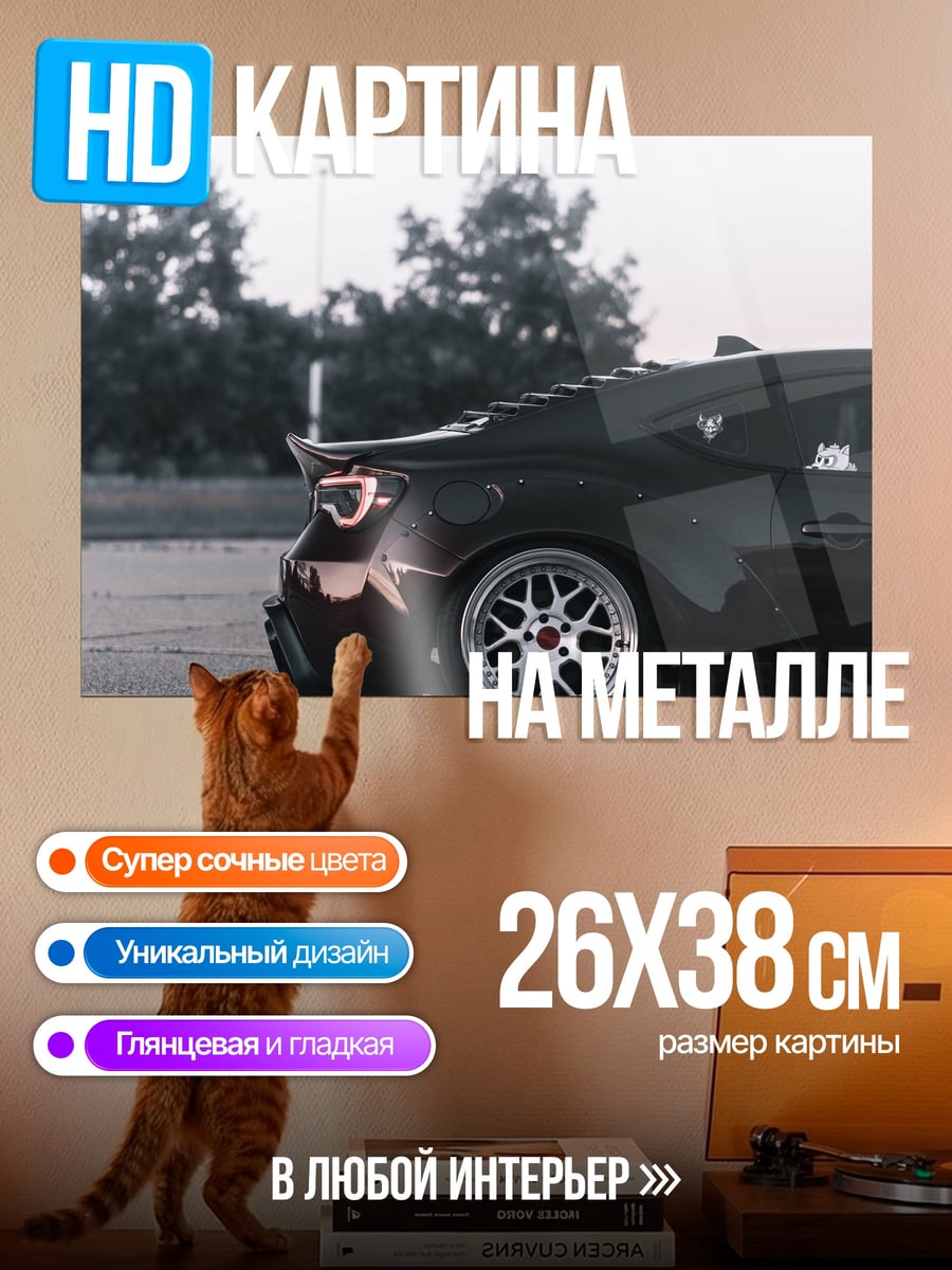 Картина на металле спортивный автомобиль вид сзади