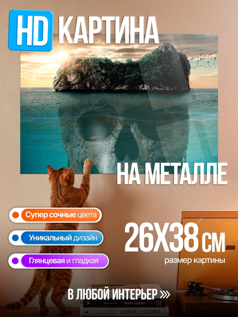 Картина на металле остров череп