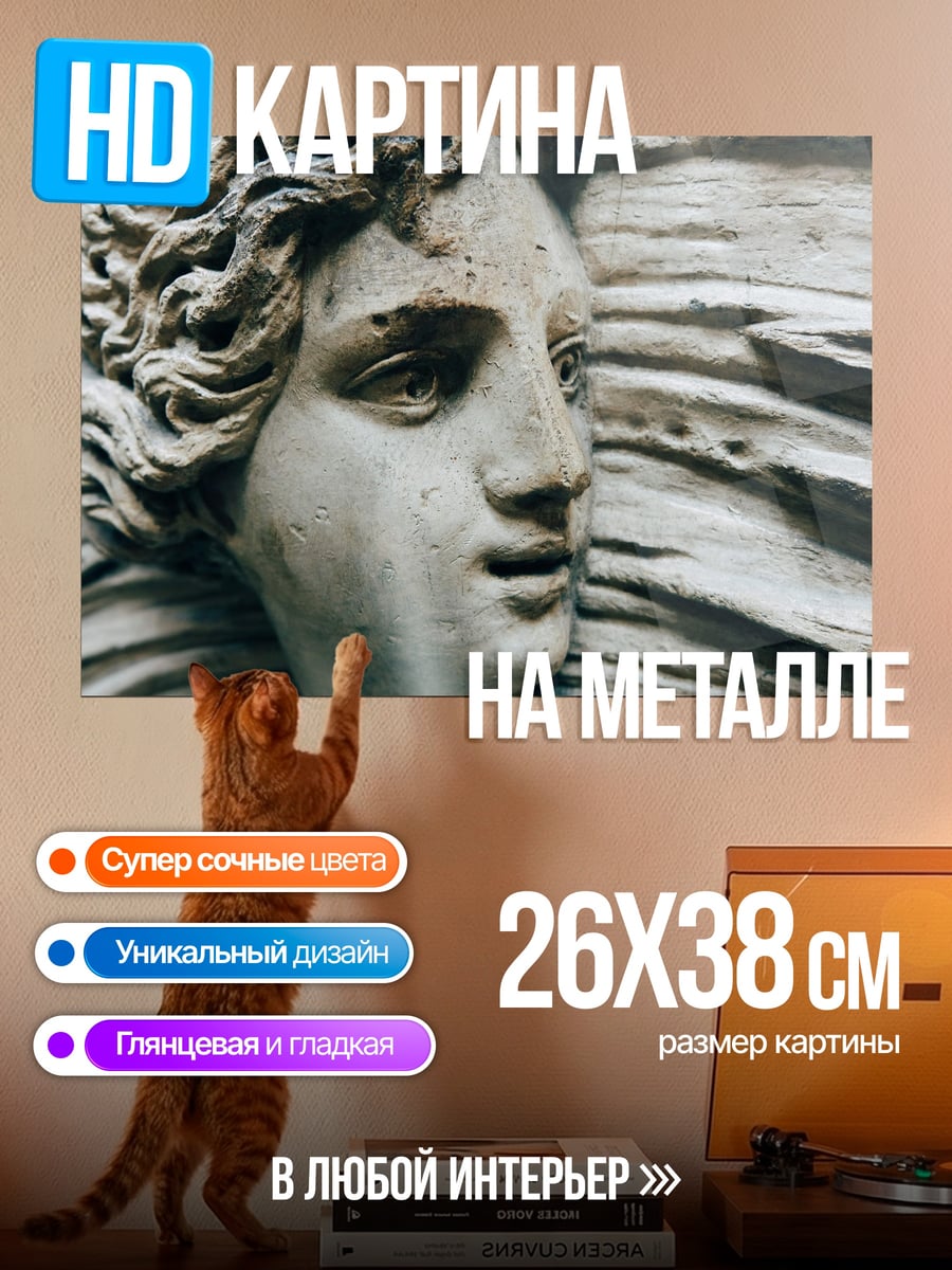 Картина на металле Голова античной статуи