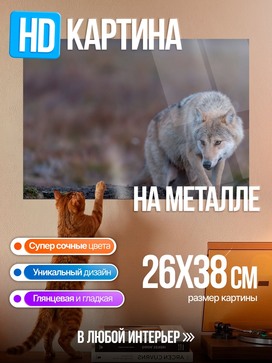 Картина на металле Идущий волк