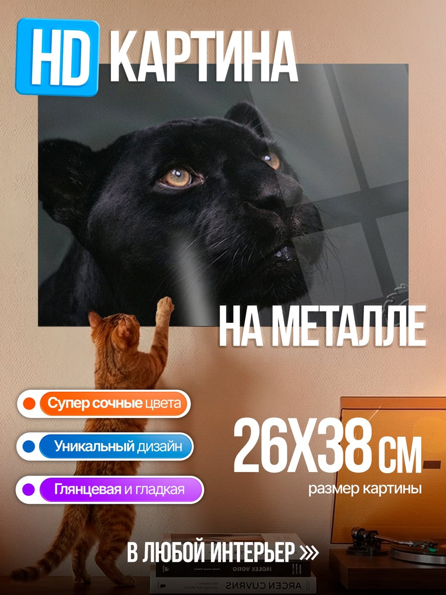 Картина на металле Чёрная пантера