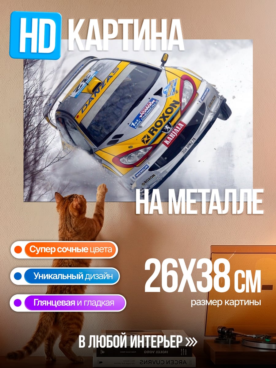 Картина на металле раллийная машина в снегу
