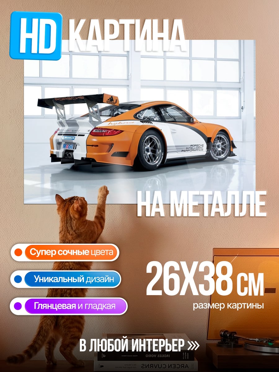 Картина на металле Два гоночных порше