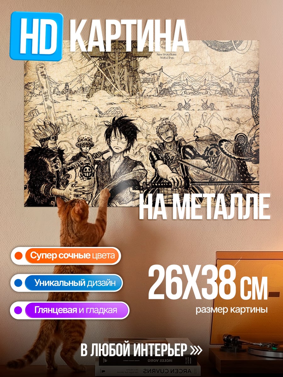 Картина на металле карта мира пиратов