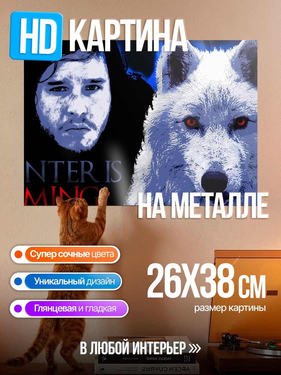 Картина на металле Джон Сноу зима