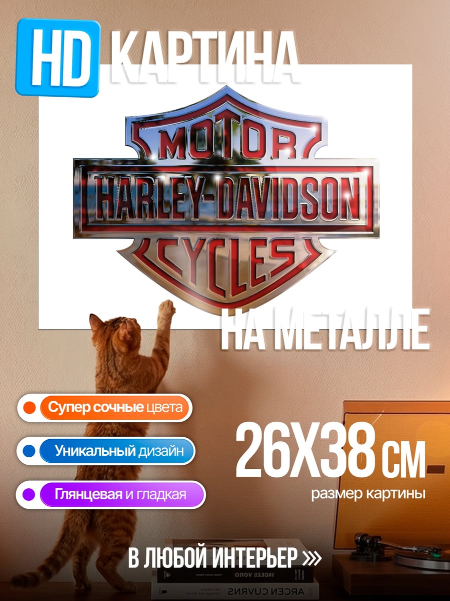 Картина на металле Harley Davidson