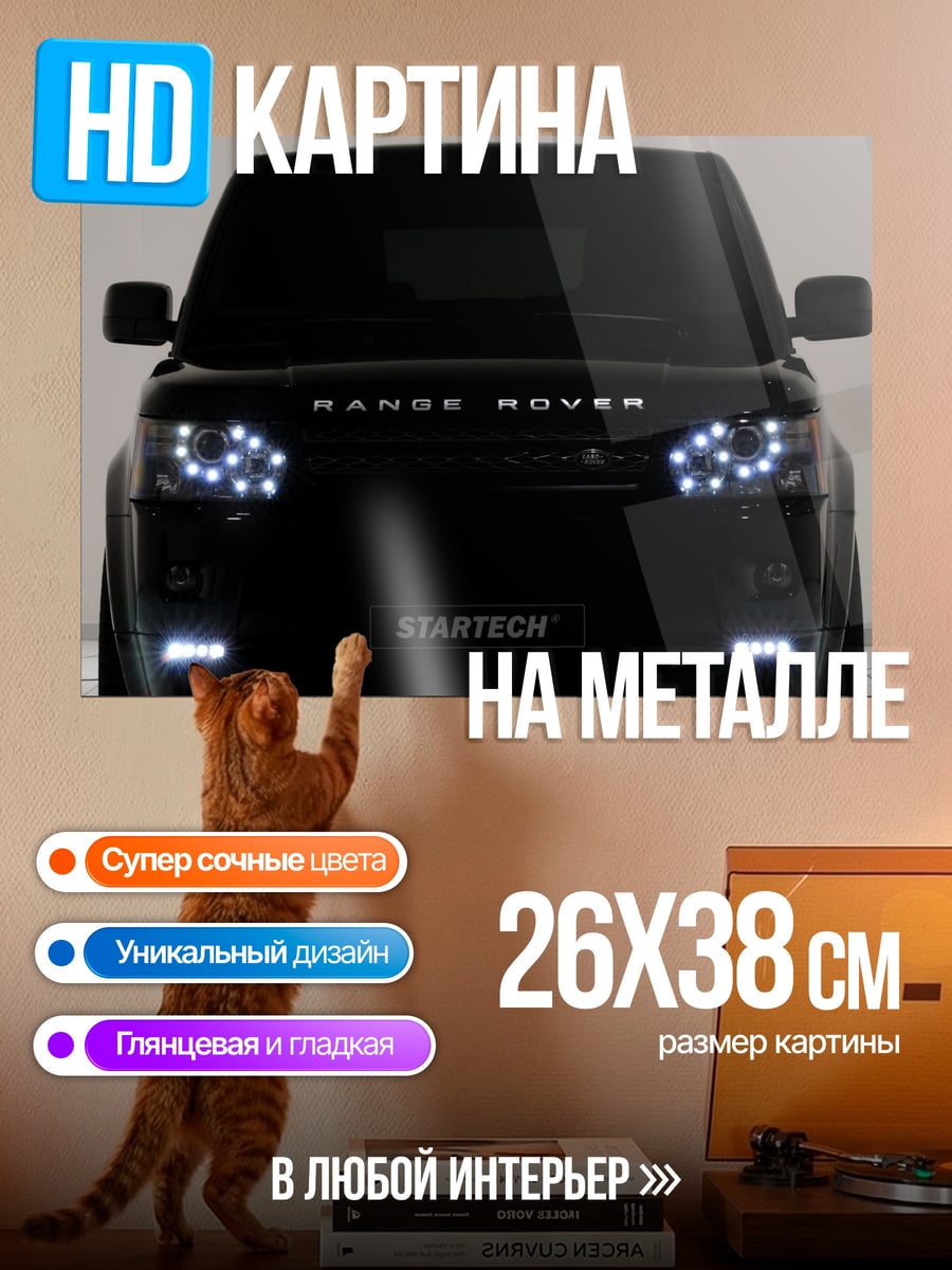 Картина на металле Черный Range Rover