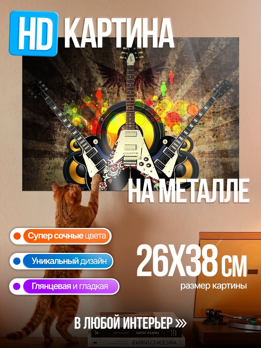 Картина на металле Рок гитары