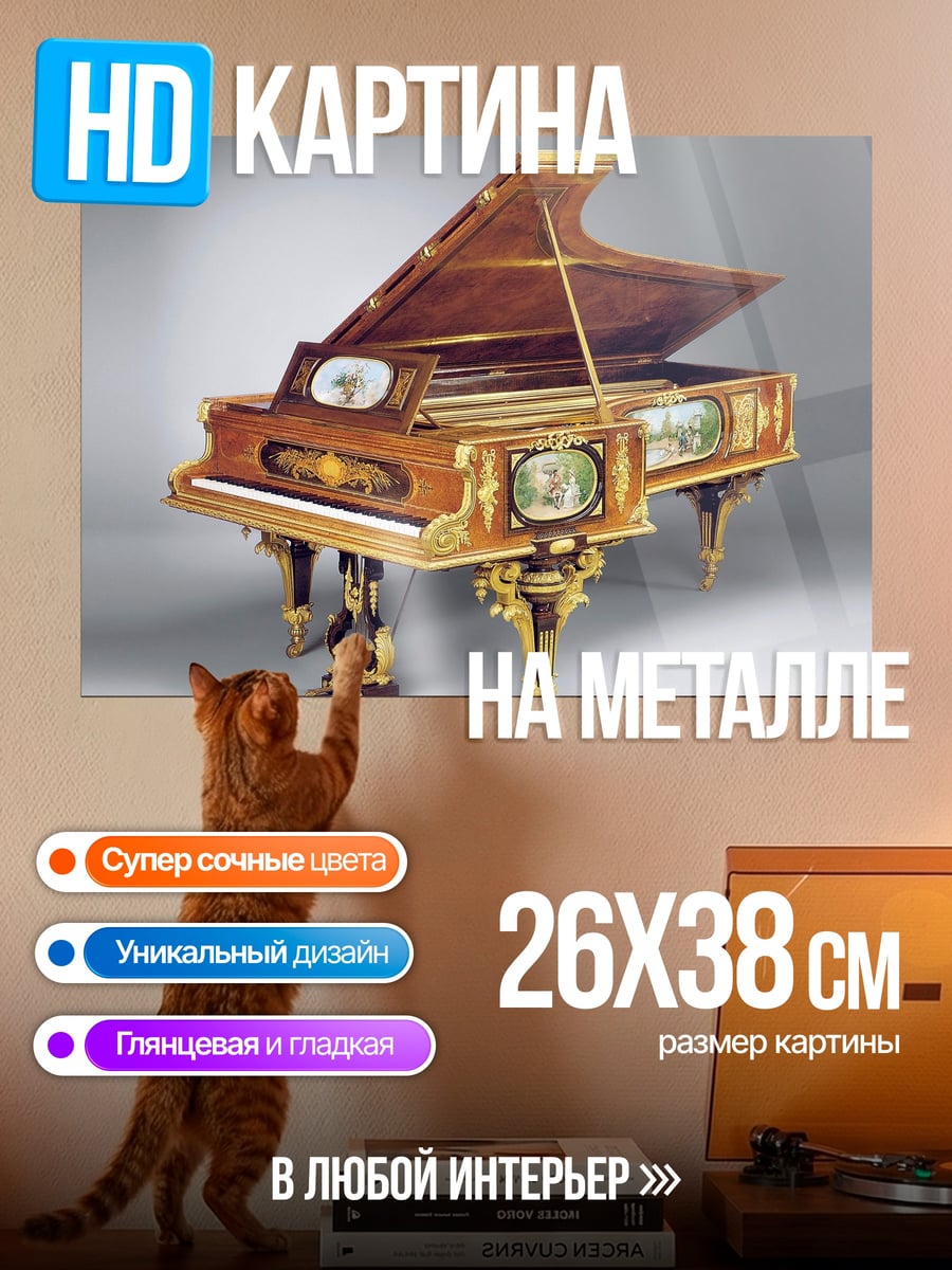Картина на металле Роскошное пианино