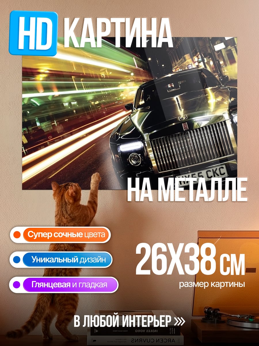 Картина на металле ночная гонка