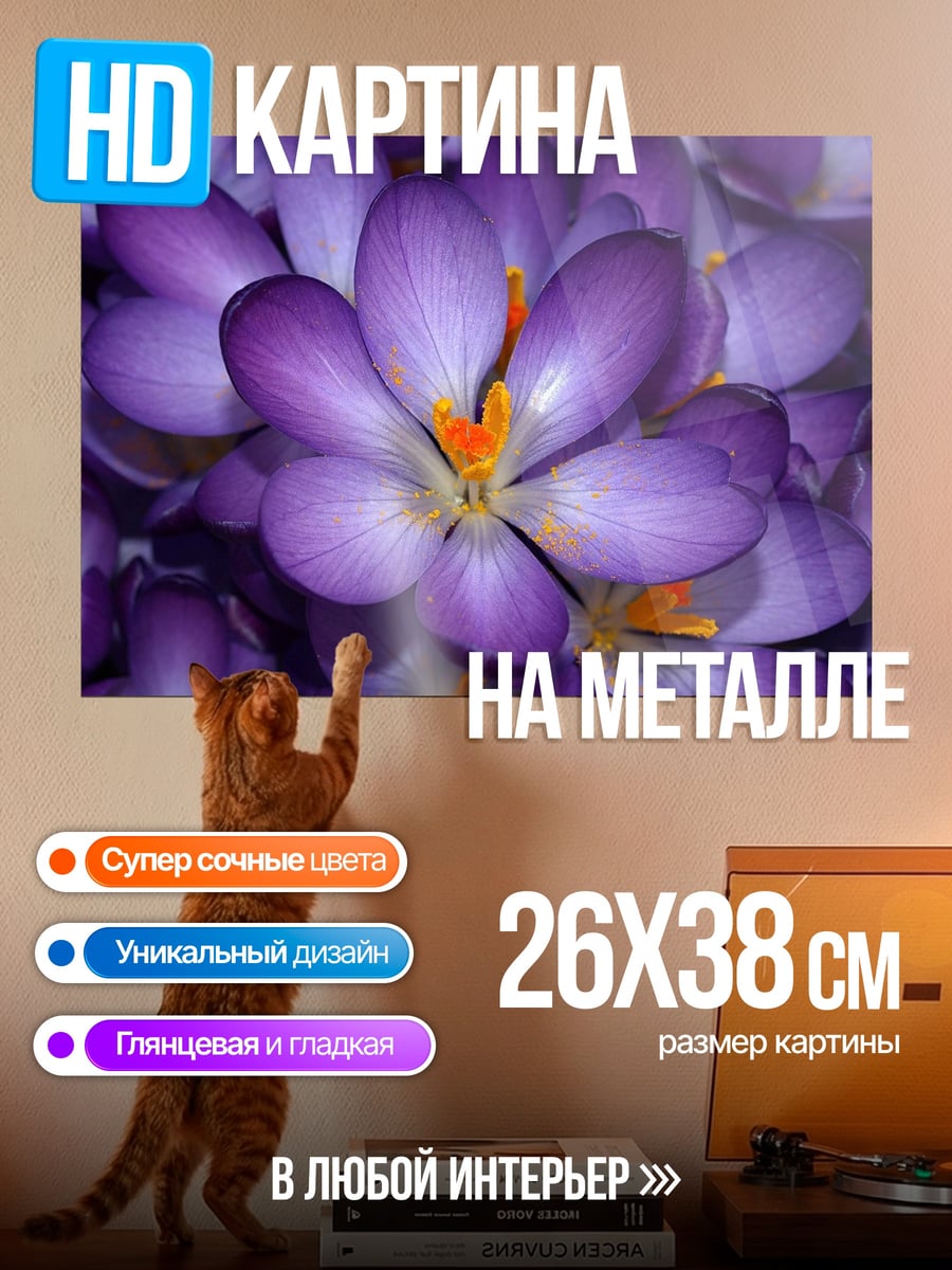 Картина на металле Фиолетовые крокусы