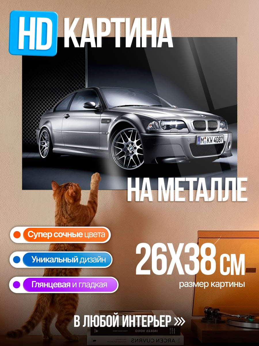 Картина на металле серебристый BMW