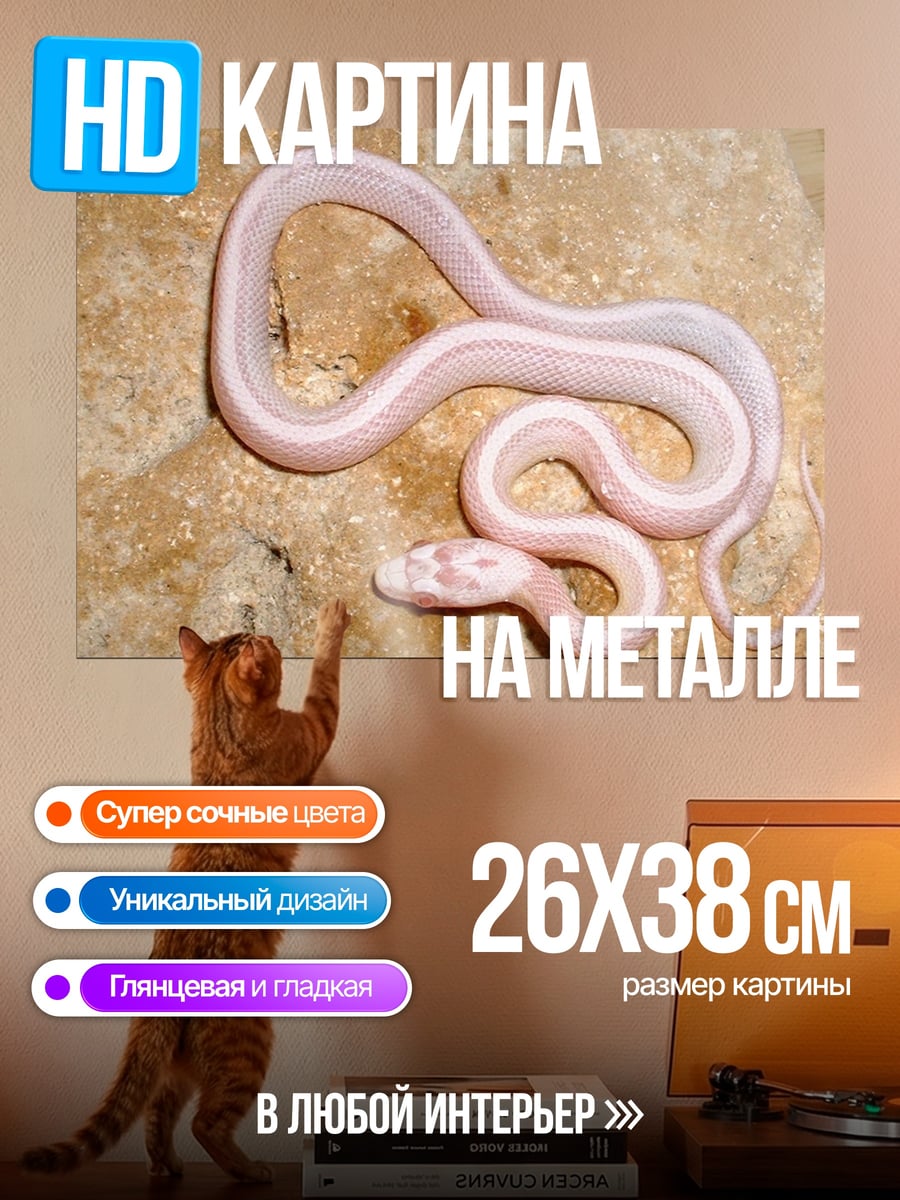 Картина на металле Белая змея
