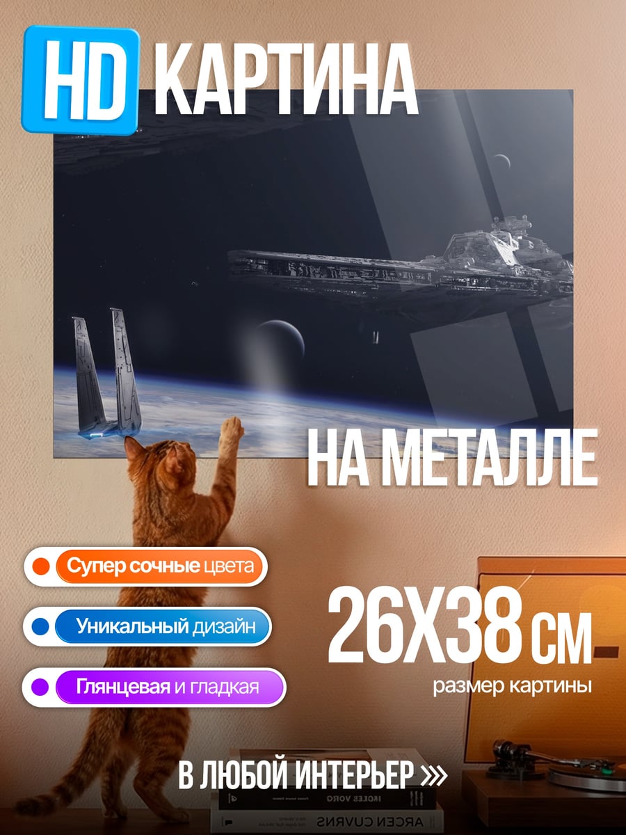 Картина на металле Космический корабль Земля
