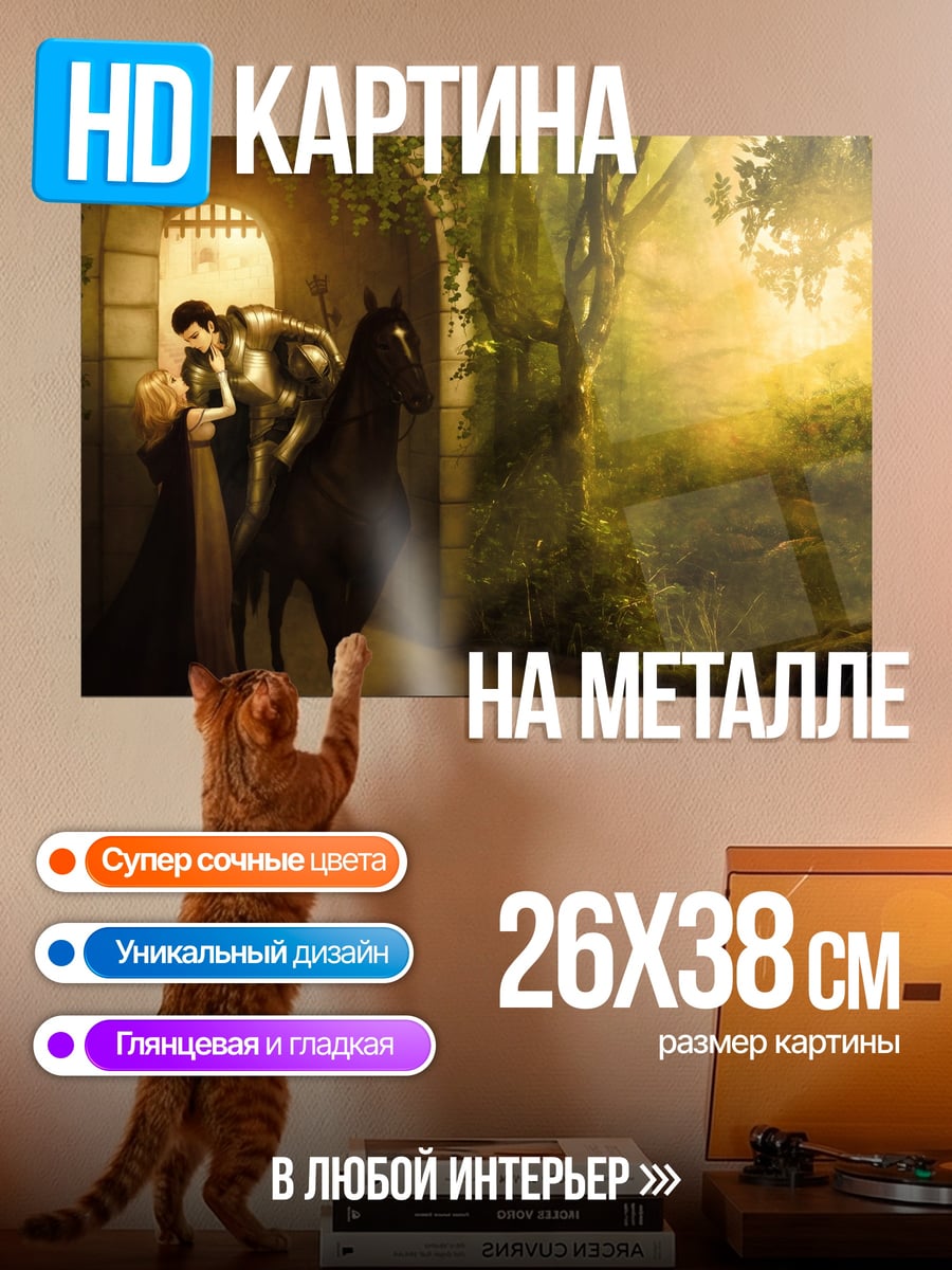 Картина на металле Рыцарь и принцесса