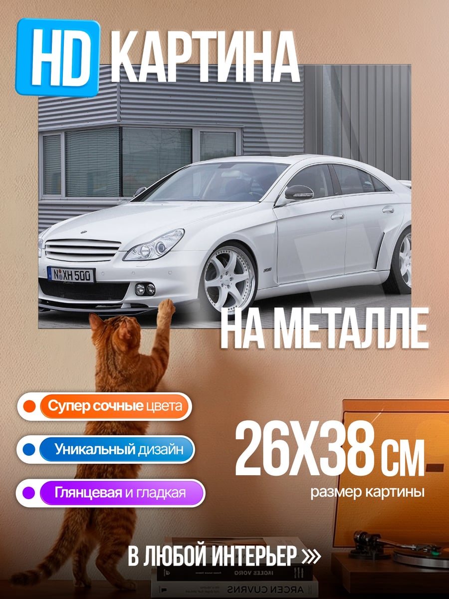Картина на металле Белый седан