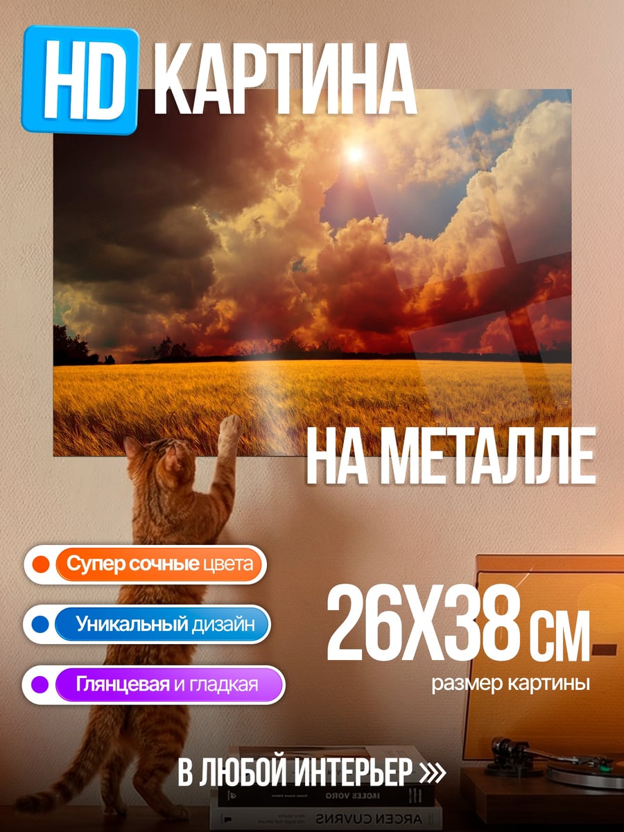 Картина на металле Грозовое поле