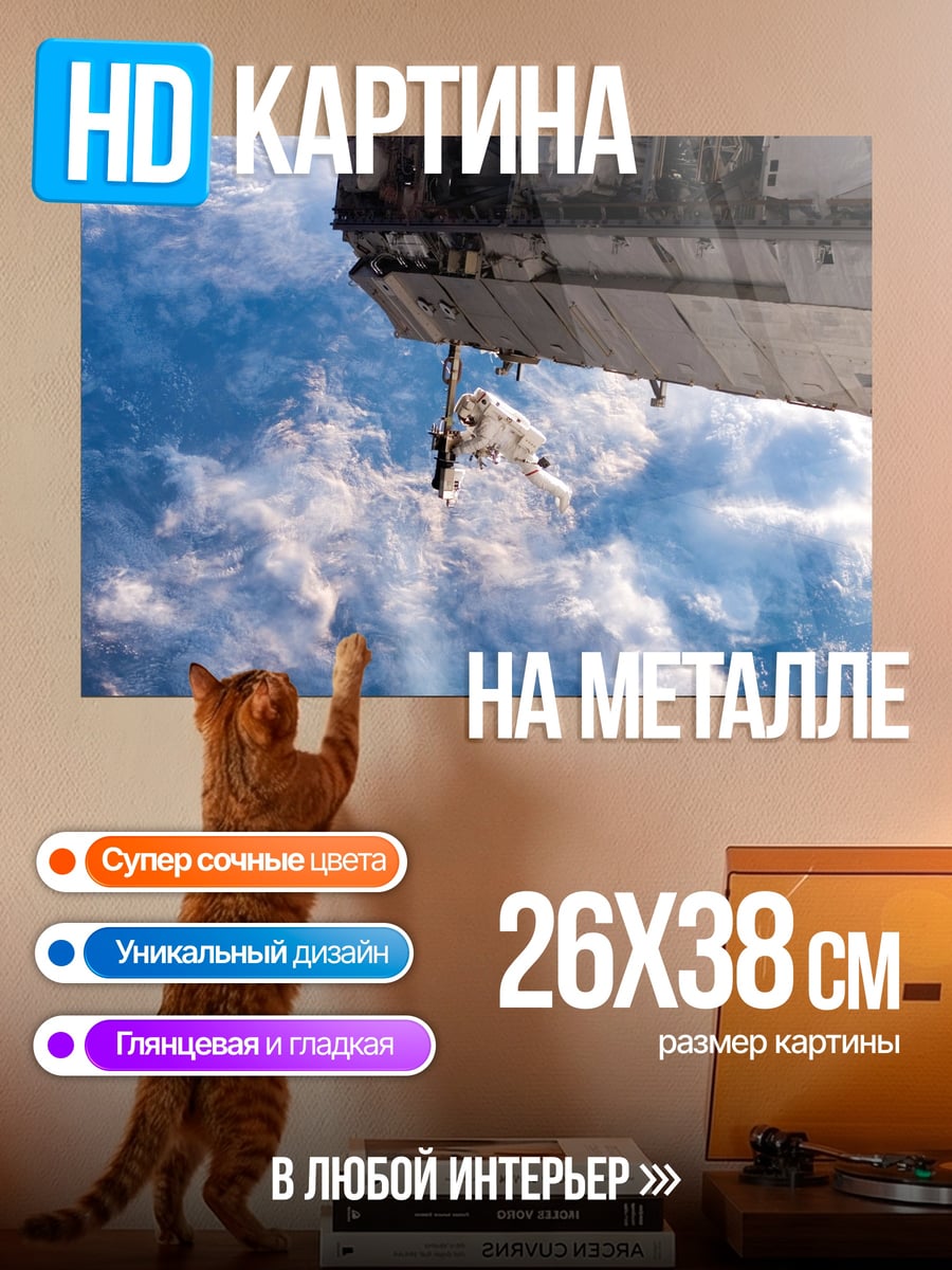 Картина на металле космонавт на орбите