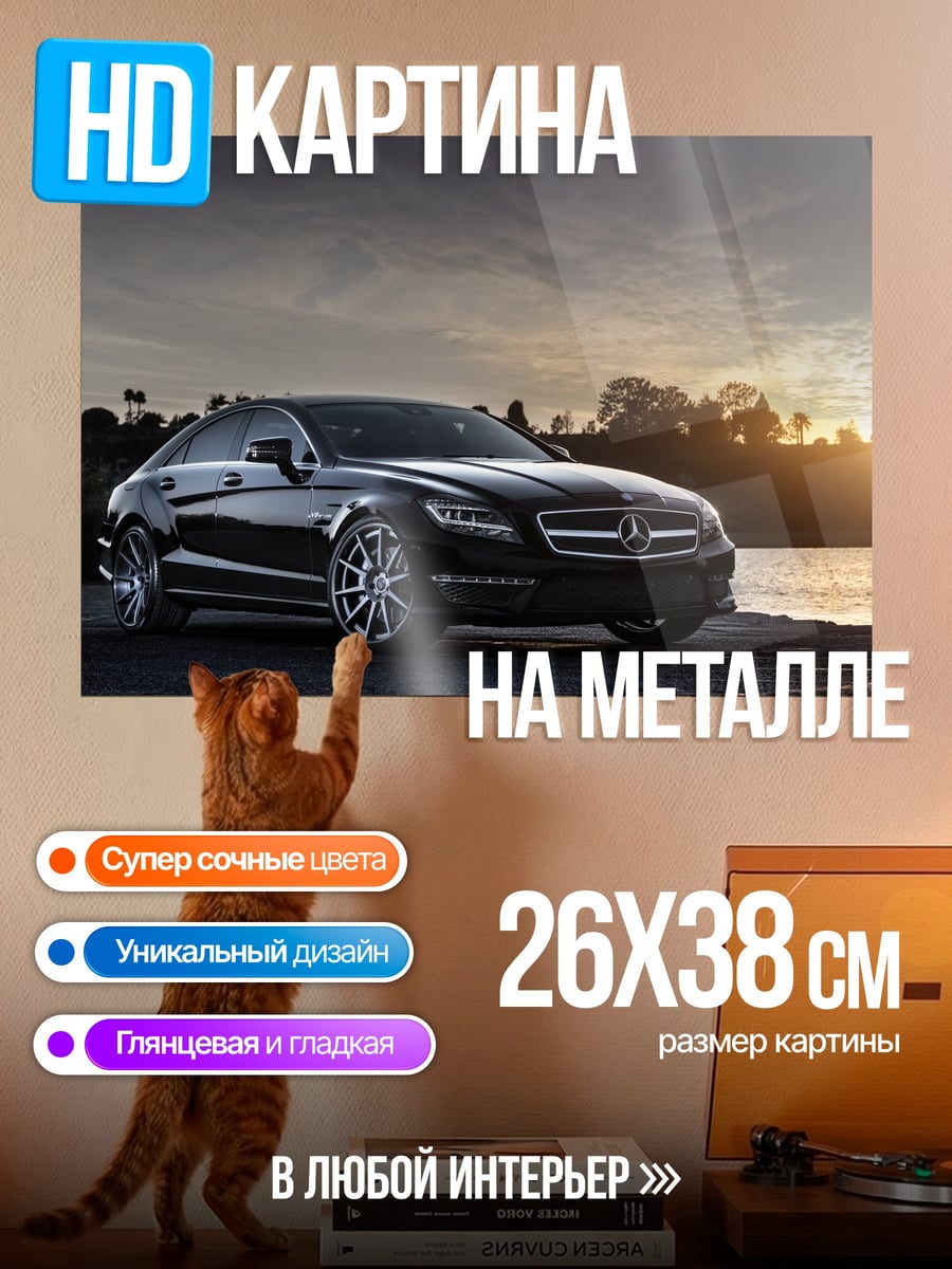 Картина на металле Черный Мерседес