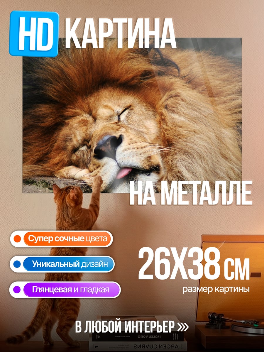 Картина на металле Спящий лев
