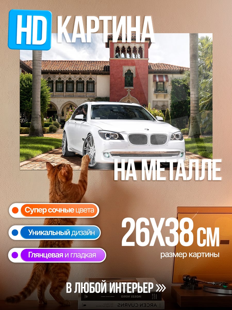 Картина на металле Белый седан
