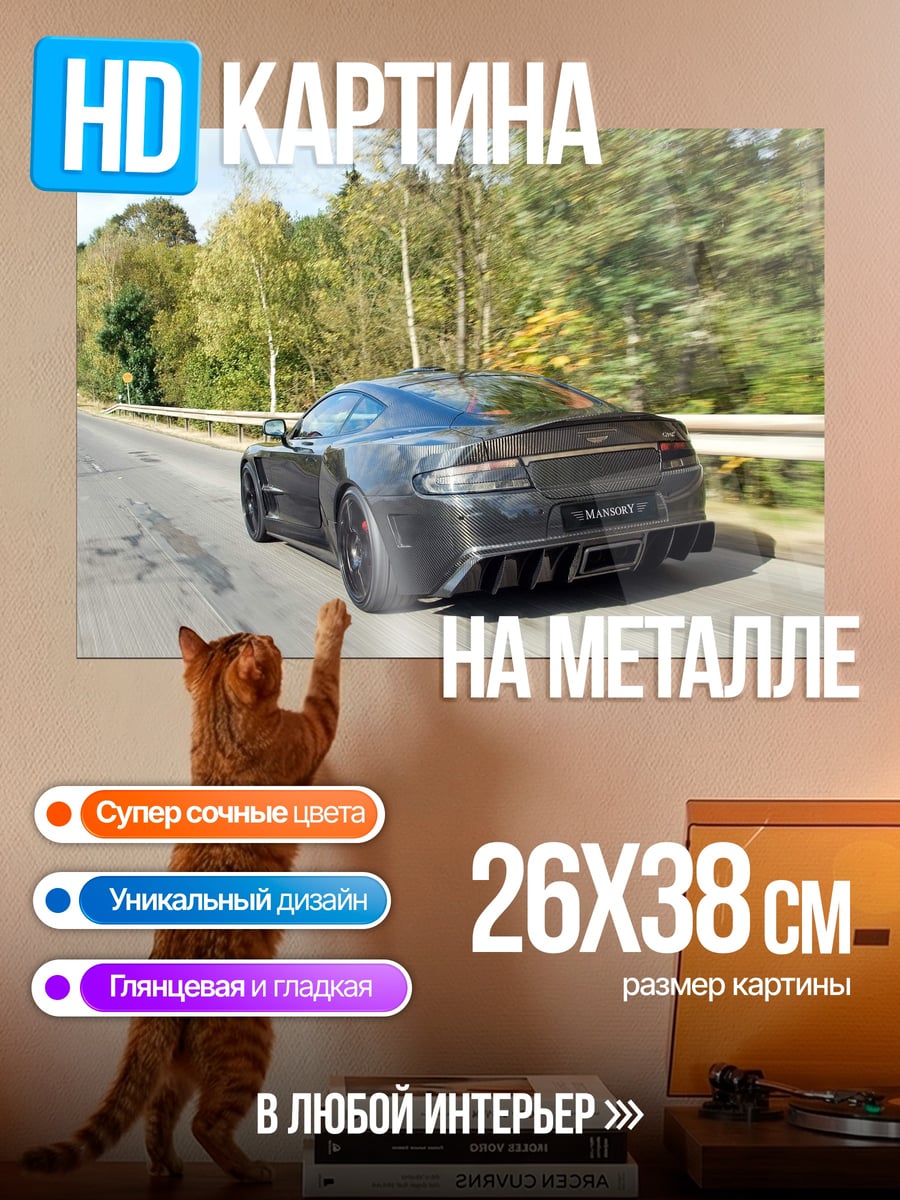 Картина на металле Спортивный автомобиль в движении