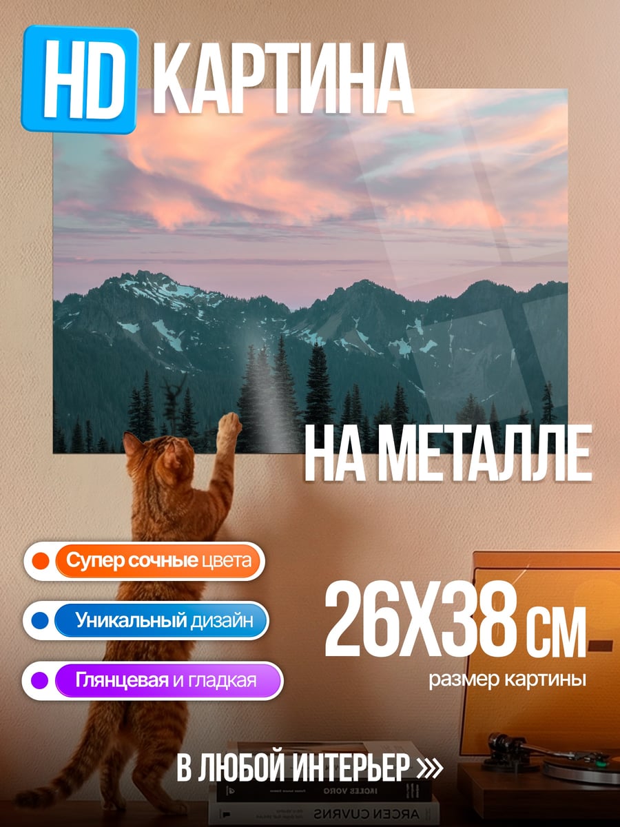 Картина на металле Горный закат