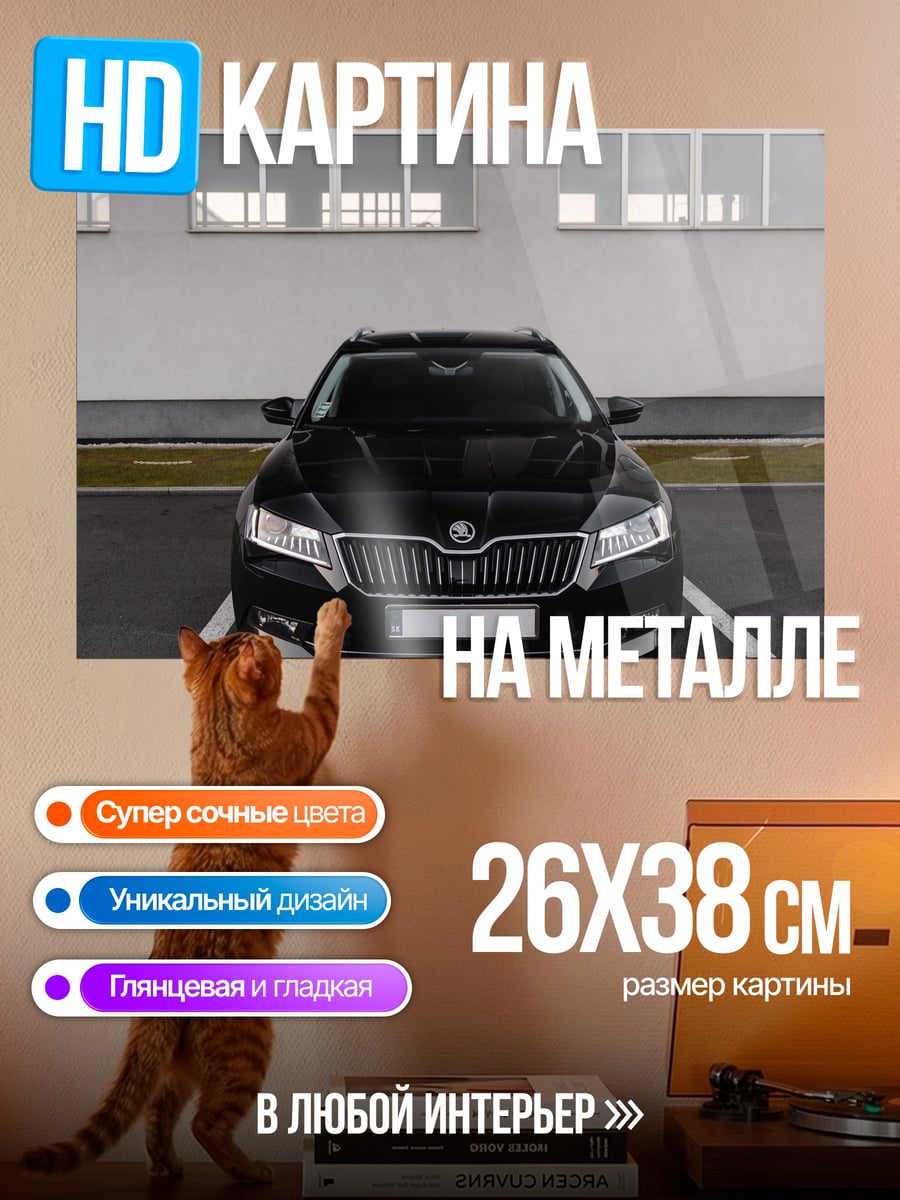 Картина на металле Черный седан