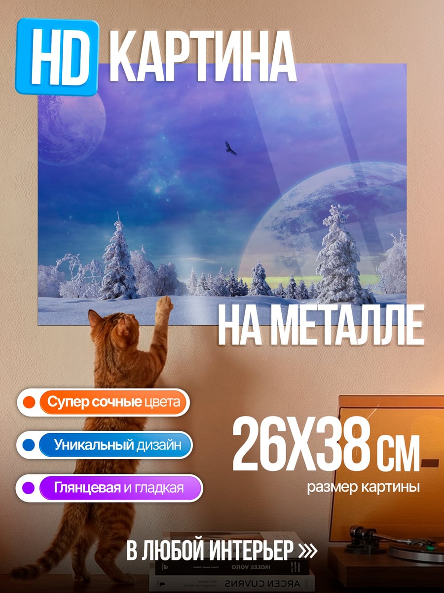 Картина на металле Зимний космос