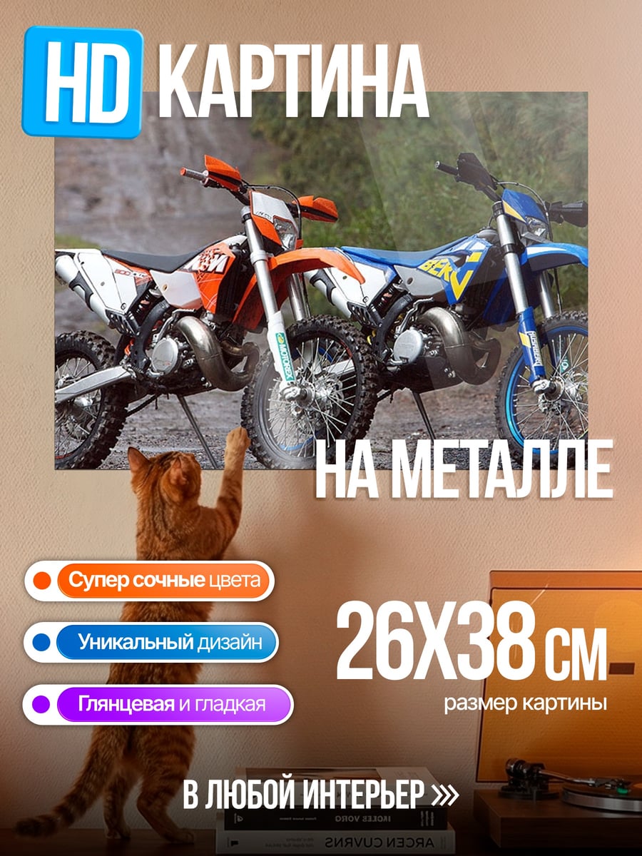 Картина на металле Два эндуро мотоцикла