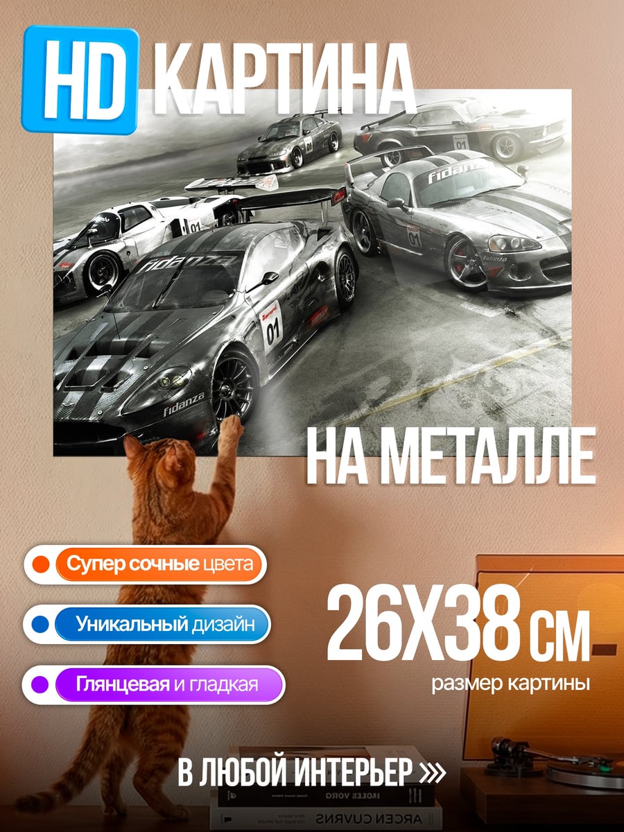 Картина на металле Гонка суперкаров