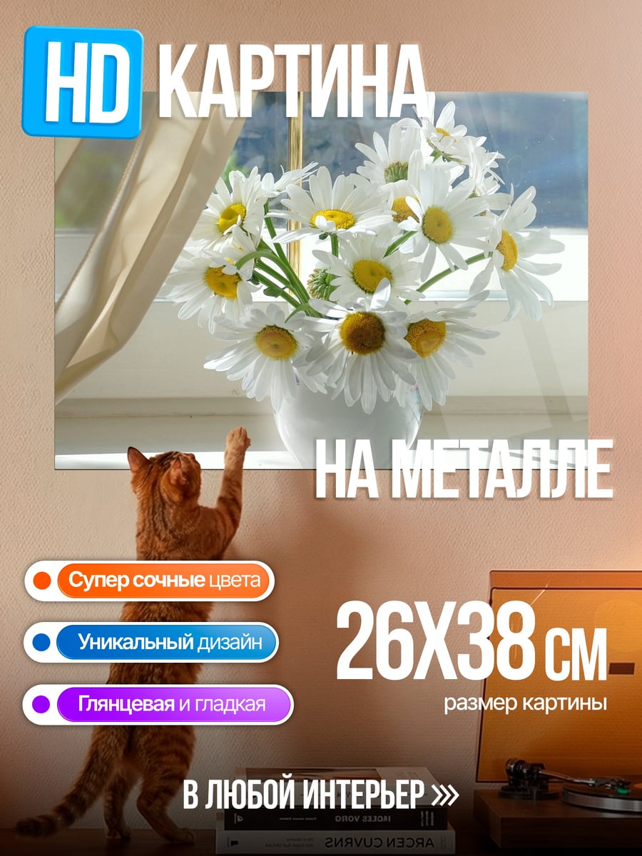 Картина на металле Букет ромашек