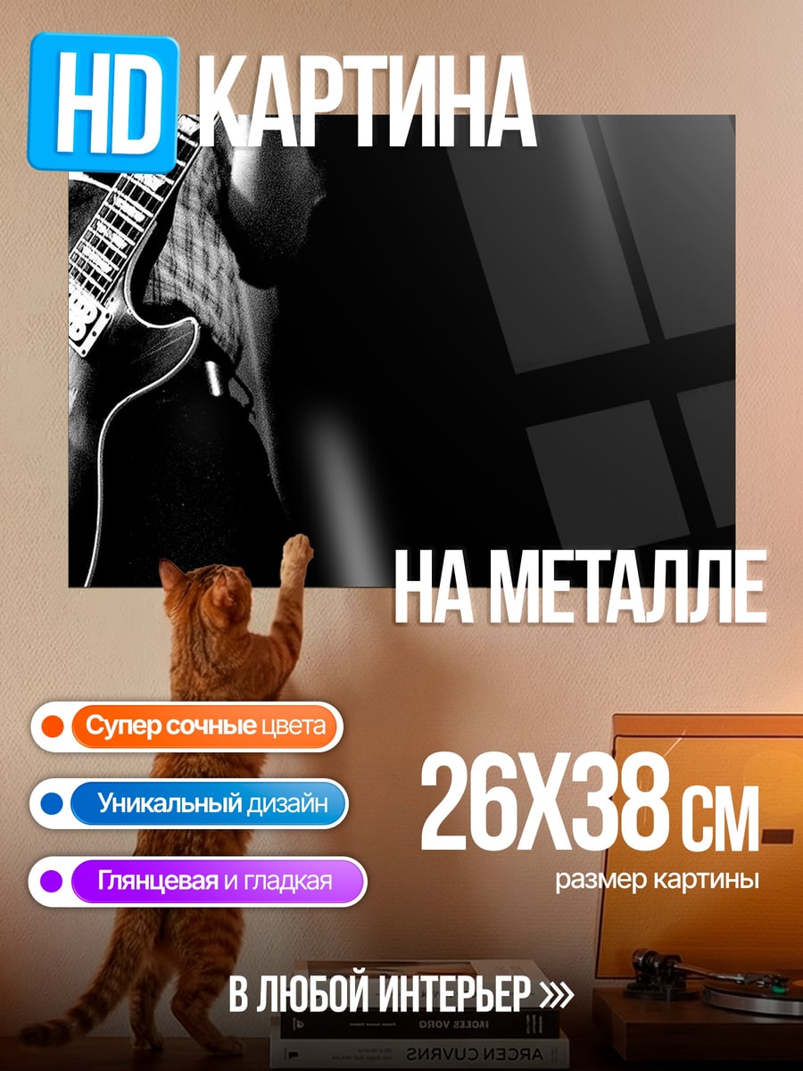 Картина на металле гитарист в тени