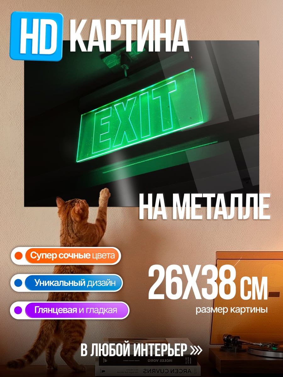 Картина на металле Зелёный выход