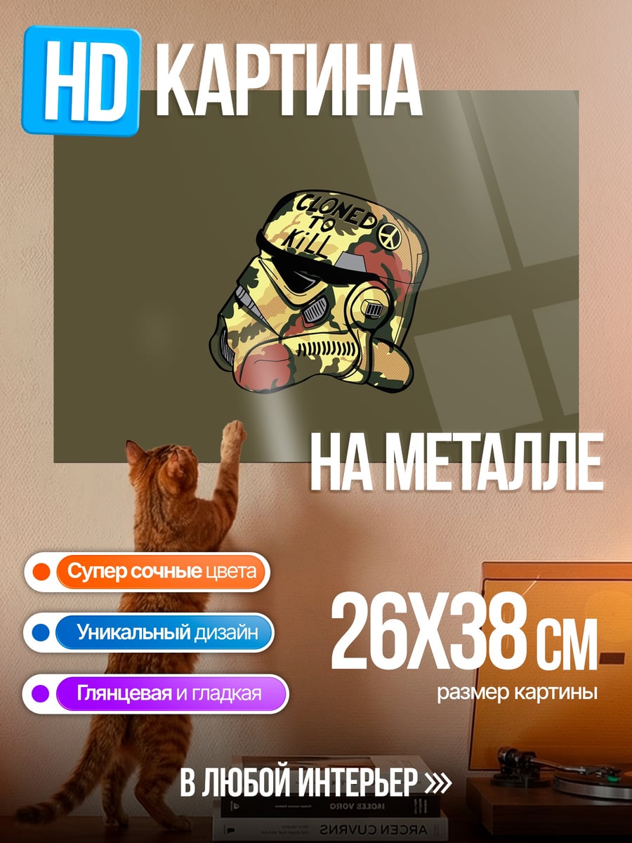 Картина на металле Шлем штурмовика с надписью