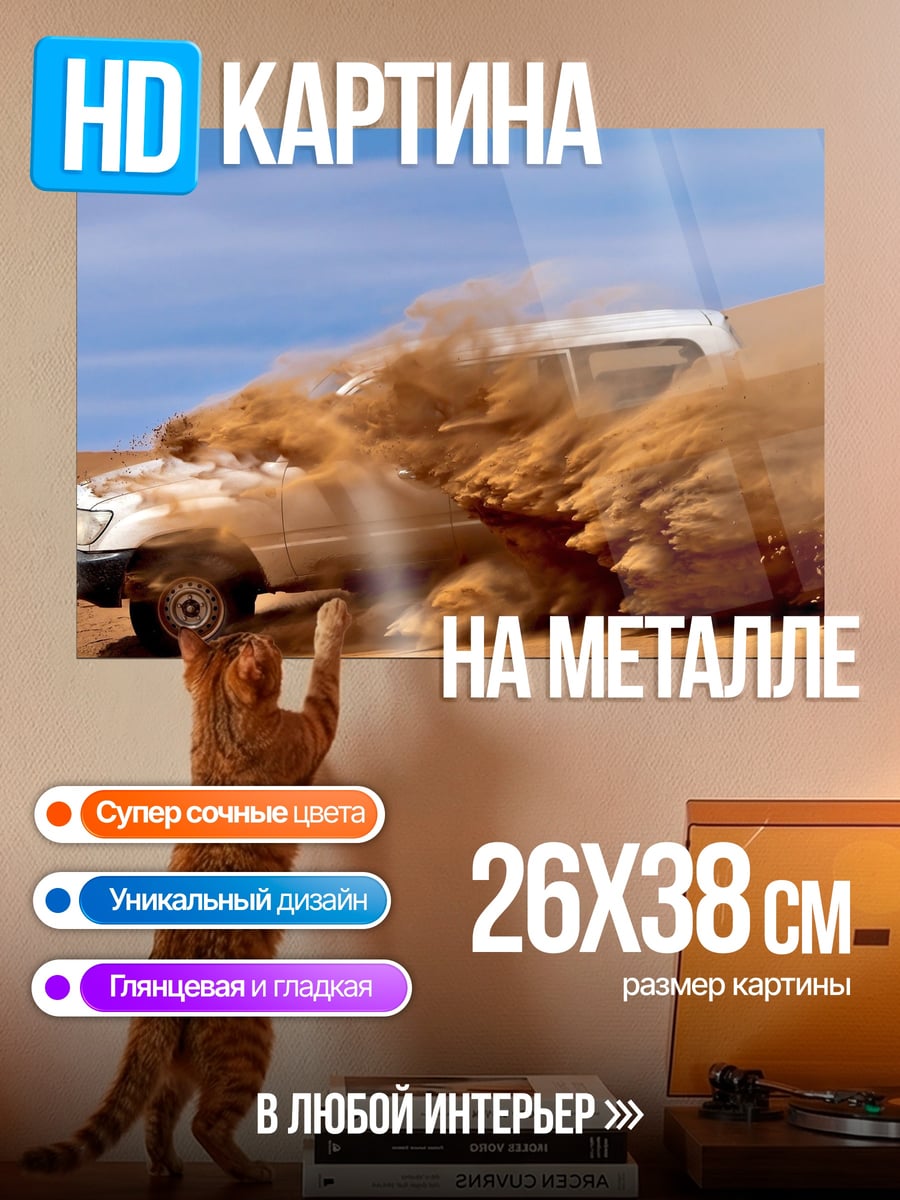 Картина на металле Внедорожник в песке