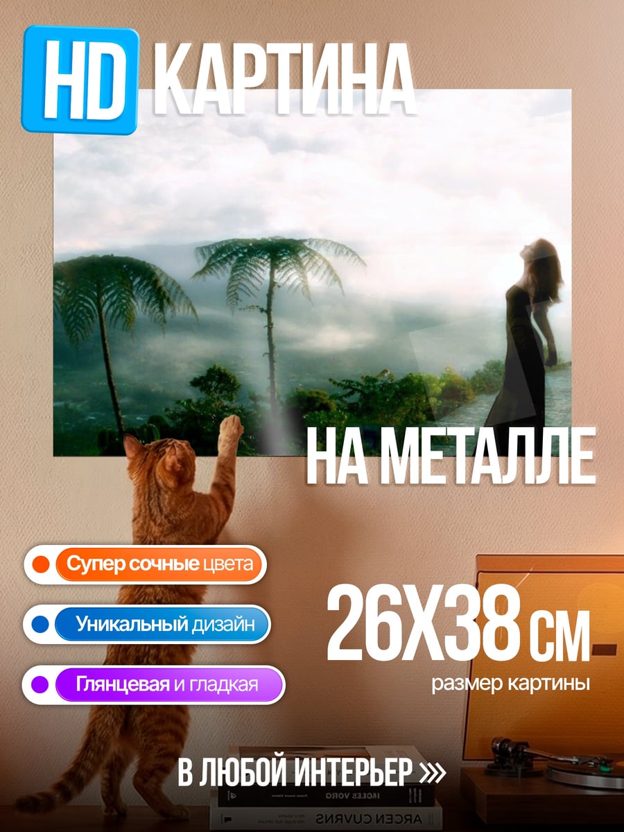 Картина на металле Девушка в тумане