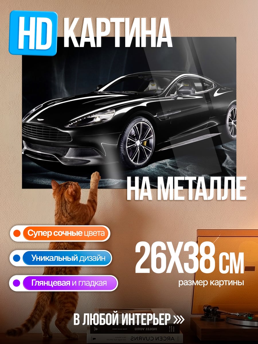 Картина на металле Черный спорткар