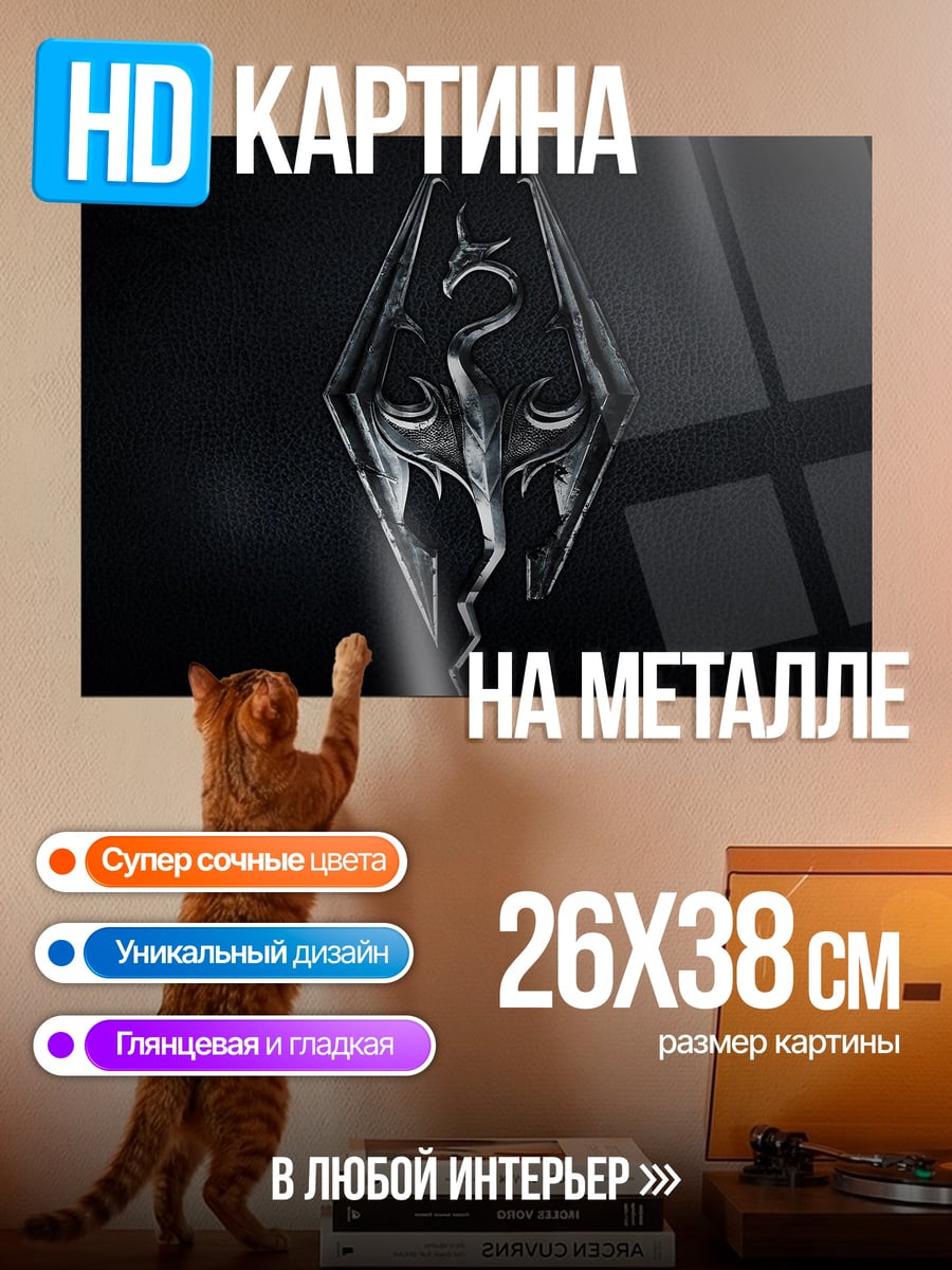 Картина на металле Логотип Скайрим